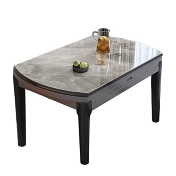 Round Sintered Stone Dining Table Modern Extendable Furniture with 4 Legs for Apartment Gray 47.2"L x 30.7"W x 29.5"H Without Chairs Clearhalo 'Dining Tables & Seating' 'Dining Tables' 'dining_table' 'furn' 'furn_dining_table' 'Furniture' 'Kitchen & Dining Furniture' 6067033