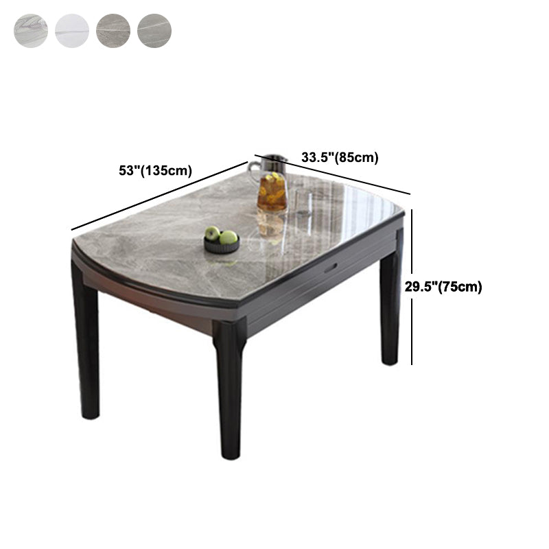 Round Sintered Stone Dining Table Modern Extendable Furniture with 4 Legs for Apartment Clearhalo 'Dining Tables & Seating' 'Dining Tables' 'dining_table' 'furn' 'furn_dining_table' 'Furniture' 'Kitchen & Dining Furniture' 6067041