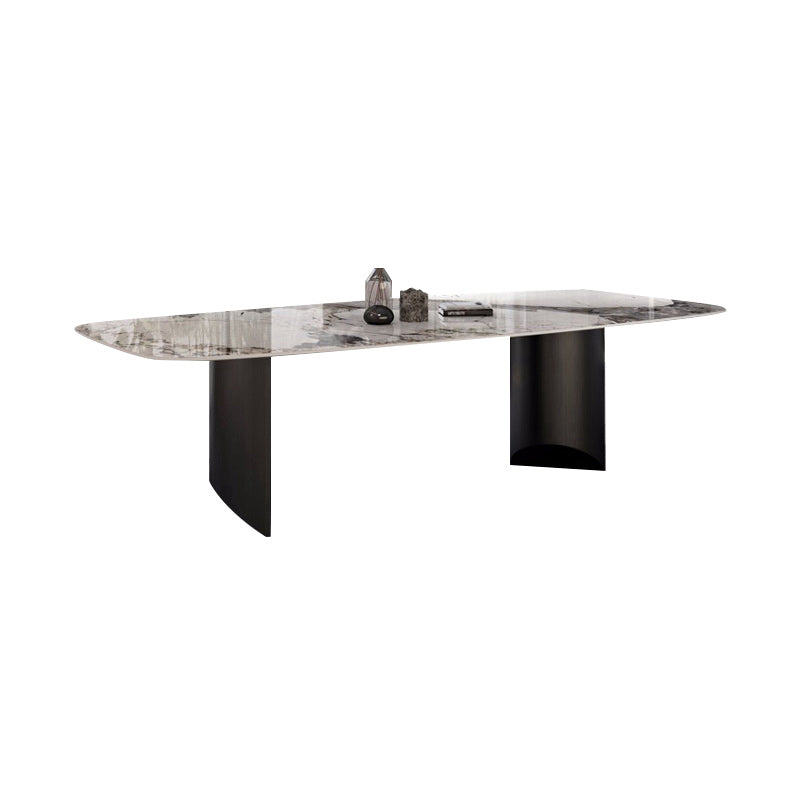 Modern Metal Base Dining Table Stone Rectangle Dining Table for Home Clearhalo 'Dining Tables & Seating' 'Dining Tables' 'dining_table' 'furn' 'furn_dining_table' 'Furniture' 'Kitchen & Dining Furniture' 6067082