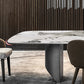 Modern Metal Base Dining Table Stone Rectangle Dining Table for Home Clearhalo 'Dining Tables & Seating' 'Dining Tables' 'dining_table' 'furn' 'furn_dining_table' 'Furniture' 'Kitchen & Dining Furniture' 6067083
