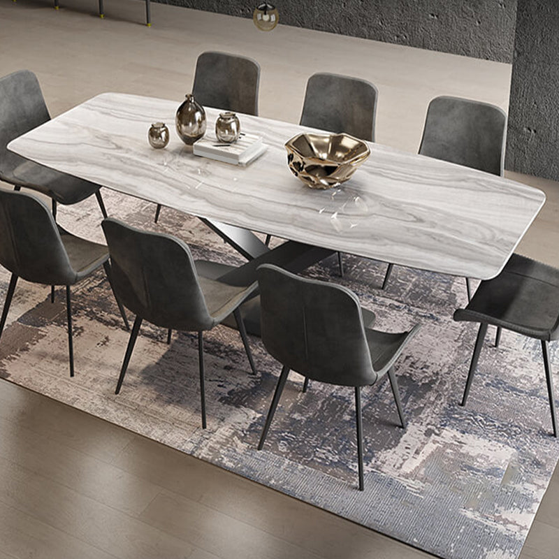 Traditional Luxury Table Metal Base Rectangle Dining Table for Home 86.6"L x 43.3"W x 29.5"H Without Chairs Clearhalo 'Dining Tables & Seating' 'Dining Tables' 'dining_table' 'furn' 'furn_dining_table' 'Furniture' 'Kitchen & Dining Furniture' 6067126