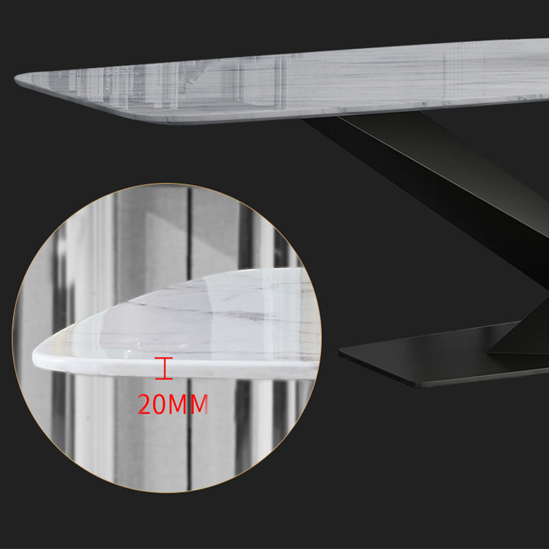 Traditional Luxury Table Metal Base Rectangle Dining Table for Home Clearhalo 'Dining Tables & Seating' 'Dining Tables' 'dining_table' 'furn' 'furn_dining_table' 'Furniture' 'Kitchen & Dining Furniture' 6067130