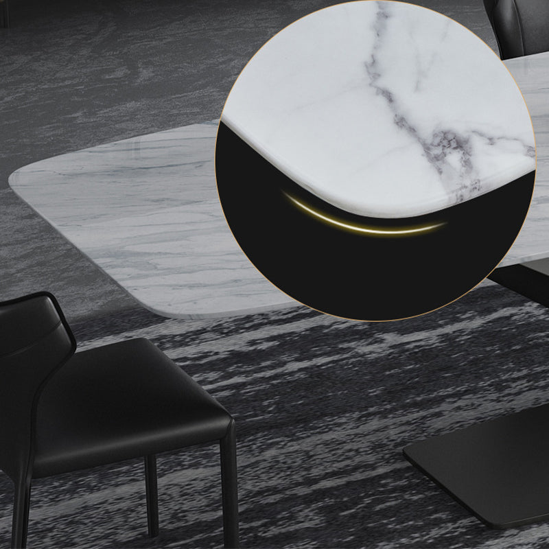 Traditional Luxury Table Metal Base Rectangle Dining Table for Home Clearhalo 'Dining Tables & Seating' 'Dining Tables' 'dining_table' 'furn' 'furn_dining_table' 'Furniture' 'Kitchen & Dining Furniture' 6067131