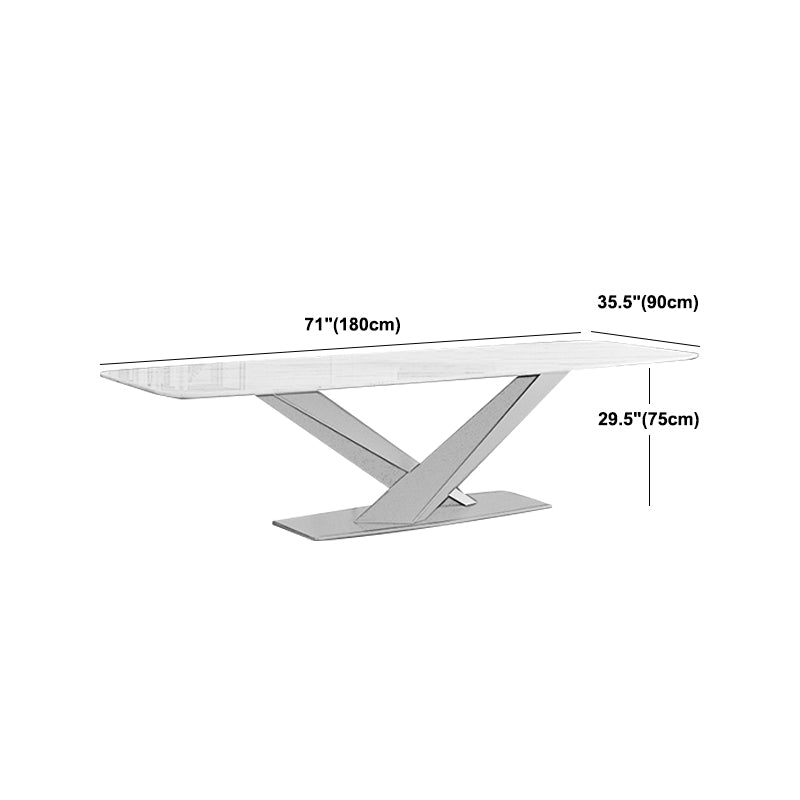 Traditional Luxury Table Metal Base Rectangle Dining Table for Home Clearhalo 'Dining Tables & Seating' 'Dining Tables' 'dining_table' 'furn' 'furn_dining_table' 'Furniture' 'Kitchen & Dining Furniture' 6067136