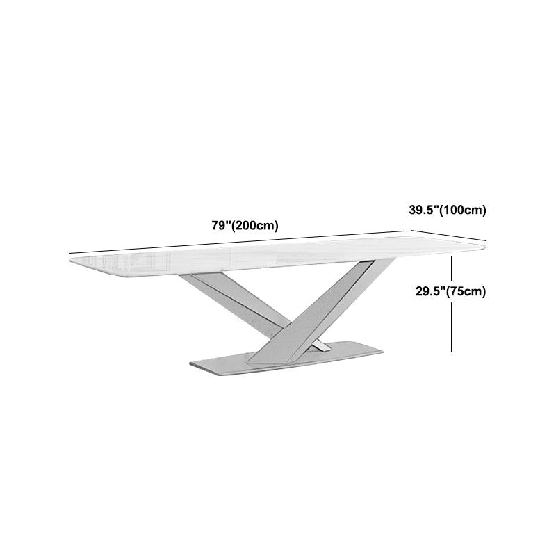 Traditional Luxury Table Metal Base Rectangle Dining Table for Home Clearhalo 'Dining Tables & Seating' 'Dining Tables' 'dining_table' 'furn' 'furn_dining_table' 'Furniture' 'Kitchen & Dining Furniture' 6067137
