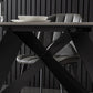 Mesa de comedor de piedra rectangular moderna con base de metal