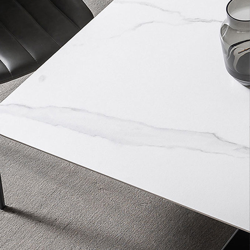 Mesa de comedor de piedra rectangular moderna con base de metal