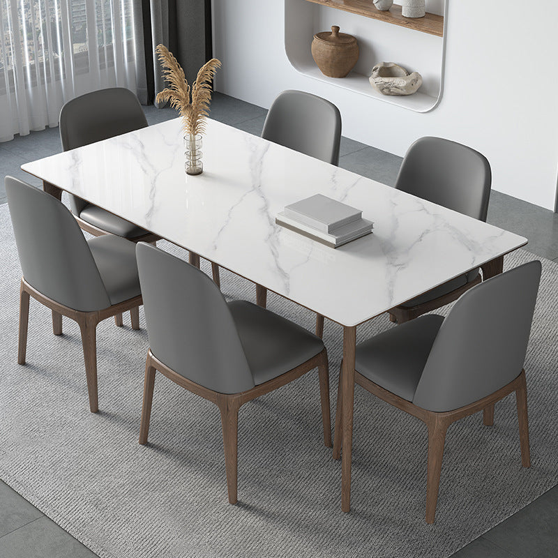 Modern Rectangle Dining Table Ash Wood Base Dining Table with 4 Legs