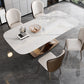 Rectangle Pedestal Table Modern Dining Table Metal Base Table for Home