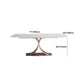 Rectangle Pedestal Table Modern Dining Table Metal Base Table for Home