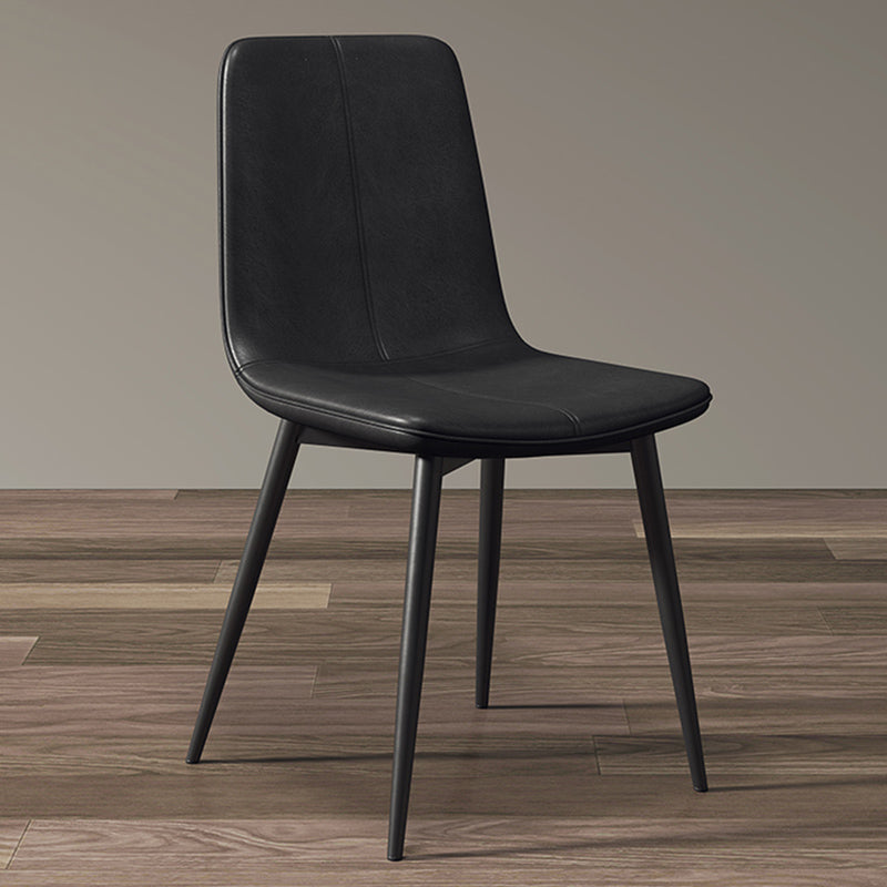Modern Style Side Chair Faux Leather Dining Chair with Metal Leg Black 1 Piece Clearhalo 'Dining Chairs' 'Dining Tables & Seating' 'dining_chair' 'furn' 'furn_dining_chair' 'Furniture' 'Kitchen & Dining Furniture' 6067282