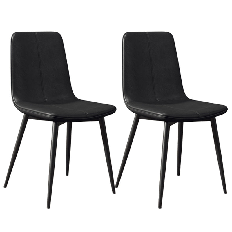 Modern Style Side Chair Faux Leather Dining Chair with Metal Leg Black 2 Piece Set Clearhalo 'Dining Chairs' 'Dining Tables & Seating' 'dining_chair' 'furn' 'furn_dining_chair' 'Furniture' 'Kitchen & Dining Furniture' 6067284