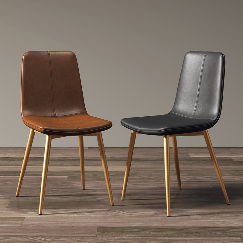 Modern Style Side Chair Faux Leather Dining Chair with Metal Leg Clearhalo 'Dining Chairs' 'Dining Tables & Seating' 'dining_chair' 'furn' 'furn_dining_chair' 'Furniture' 'Kitchen & Dining Furniture' 6067285