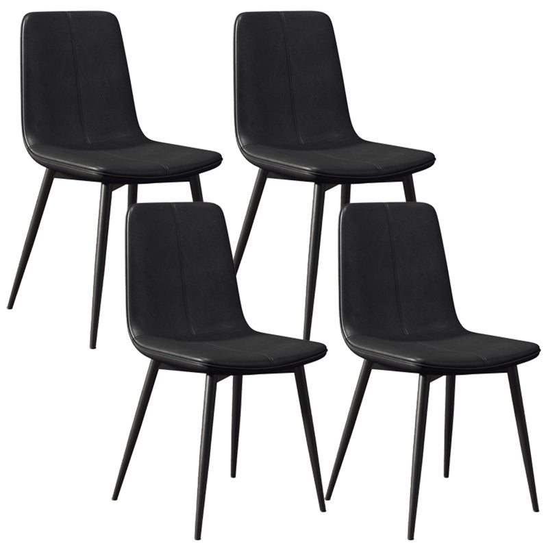 Modern Style Side Chair Faux Leather Dining Chair with Metal Leg Black 4 Piece Set Clearhalo 'Dining Chairs' 'Dining Tables & Seating' 'dining_chair' 'furn' 'furn_dining_chair' 'Furniture' 'Kitchen & Dining Furniture' 6067286