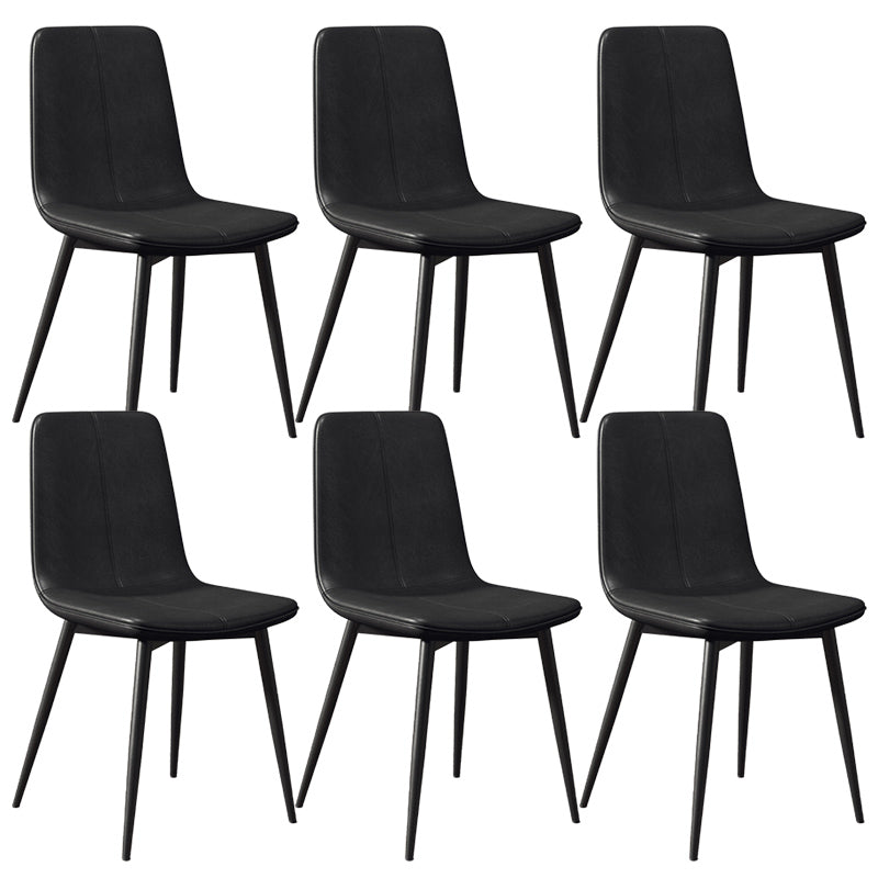 Modern Style Side Chair Faux Leather Dining Chair with Metal Leg Black 6 Piece Set Clearhalo 'Dining Chairs' 'Dining Tables & Seating' 'dining_chair' 'furn' 'furn_dining_chair' 'Furniture' 'Kitchen & Dining Furniture' 6067288