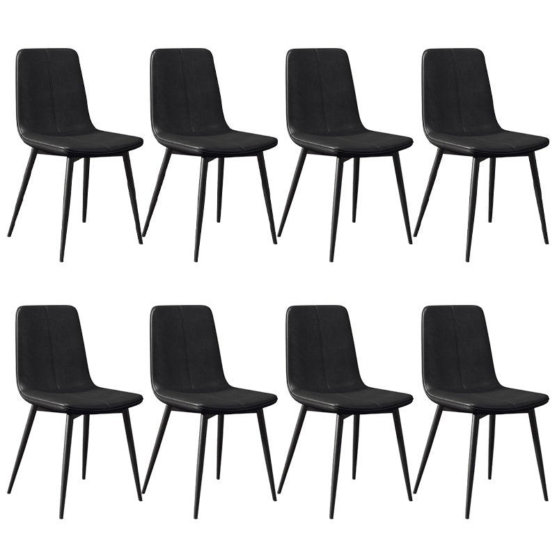 Modern Style Side Chair Faux Leather Dining Chair with Metal Leg Black 8 Piece Set Clearhalo 'Dining Chairs' 'Dining Tables & Seating' 'dining_chair' 'furn' 'furn_dining_chair' 'Furniture' 'Kitchen & Dining Furniture' 6067289