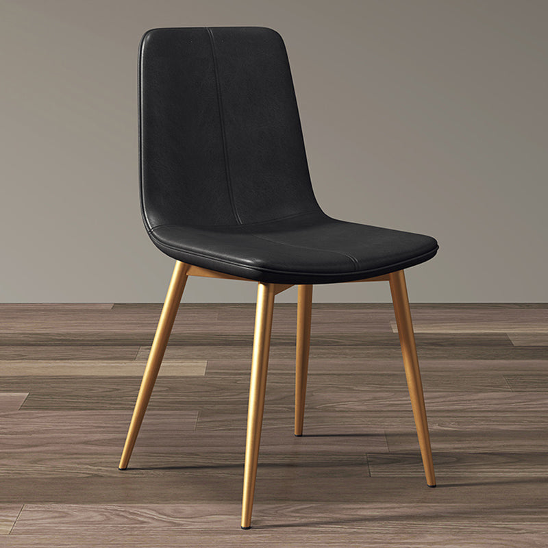 Modern Style Side Chair Faux Leather Dining Chair with Metal Leg Black-Gold 1 Piece Clearhalo 'Dining Chairs' 'Dining Tables & Seating' 'dining_chair' 'furn' 'furn_dining_chair' 'Furniture' 'Kitchen & Dining Furniture' 6067292