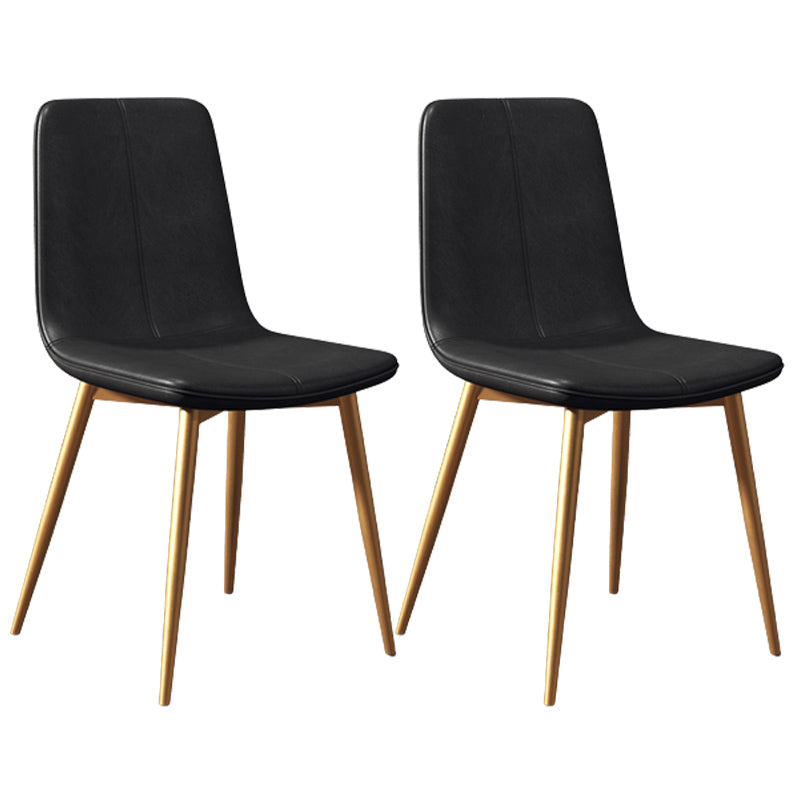 Modern Style Side Chair Faux Leather Dining Chair with Metal Leg Black-Gold 2 Piece Set Clearhalo 'Dining Chairs' 'Dining Tables & Seating' 'dining_chair' 'furn' 'furn_dining_chair' 'Furniture' 'Kitchen & Dining Furniture' 6067294