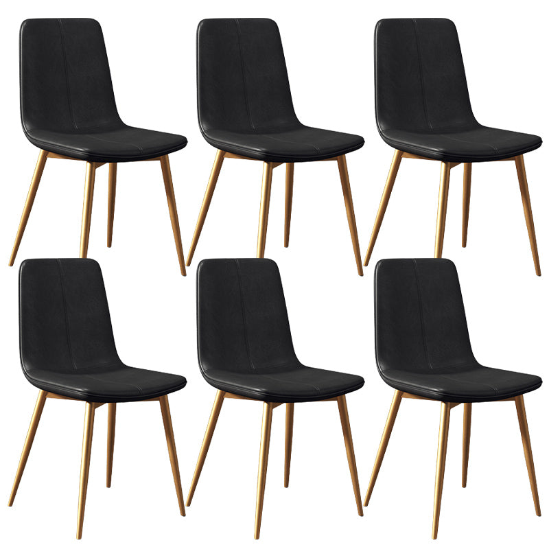 Modern Style Side Chair Faux Leather Dining Chair with Metal Leg Black-Gold 6 Piece Set Clearhalo 'Dining Chairs' 'Dining Tables & Seating' 'dining_chair' 'furn' 'furn_dining_chair' 'Furniture' 'Kitchen & Dining Furniture' 6067297