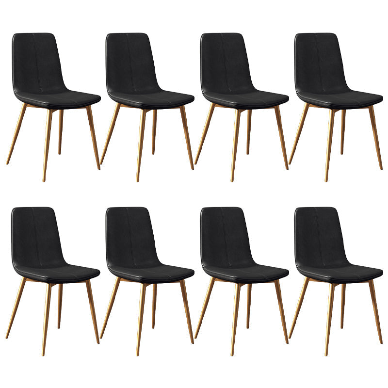 Modern Style Side Chair Faux Leather Dining Chair with Metal Leg Black-Gold 8 Piece Set Clearhalo 'Dining Chairs' 'Dining Tables & Seating' 'dining_chair' 'furn' 'furn_dining_chair' 'Furniture' 'Kitchen & Dining Furniture' 6067298