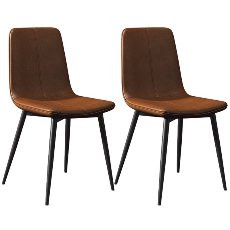 Modern Style Side Chair Faux Leather Dining Chair with Metal Leg Black-Brown 2 Piece Set Clearhalo 'Dining Chairs' 'Dining Tables & Seating' 'dining_chair' 'furn' 'furn_dining_chair' 'Furniture' 'Kitchen & Dining Furniture' 6067300