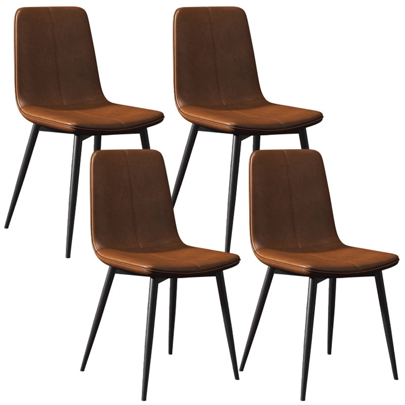 Modern Style Side Chair Faux Leather Dining Chair with Metal Leg Black-Brown 4 Piece Set Clearhalo 'Dining Chairs' 'Dining Tables & Seating' 'dining_chair' 'furn' 'furn_dining_chair' 'Furniture' 'Kitchen & Dining Furniture' 6067301
