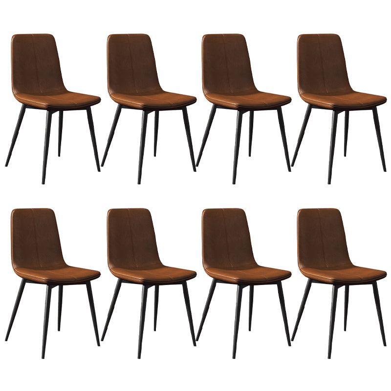 Modern Style Side Chair Faux Leather Dining Chair with Metal Leg Black-Brown 8 Piece Set Clearhalo 'Dining Chairs' 'Dining Tables & Seating' 'dining_chair' 'furn' 'furn_dining_chair' 'Furniture' 'Kitchen & Dining Furniture' 6067303