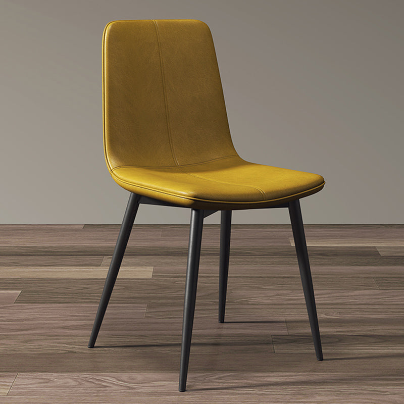 Modern Style Side Chair Faux Leather Dining Chair with Metal Leg Yellow Black 1 Piece Clearhalo 'Dining Chairs' 'Dining Tables & Seating' 'dining_chair' 'furn' 'furn_dining_chair' 'Furniture' 'Kitchen & Dining Furniture' 6067304