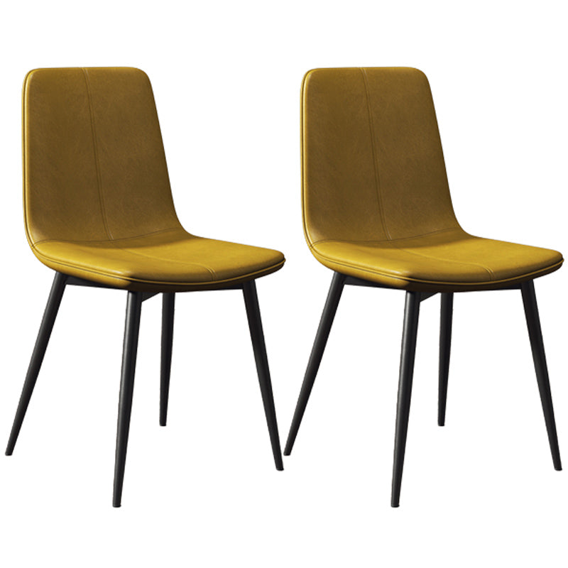 Modern Style Side Chair Faux Leather Dining Chair with Metal Leg Yellow Black 2 Piece Set Clearhalo 'Dining Chairs' 'Dining Tables & Seating' 'dining_chair' 'furn' 'furn_dining_chair' 'Furniture' 'Kitchen & Dining Furniture' 6067305
