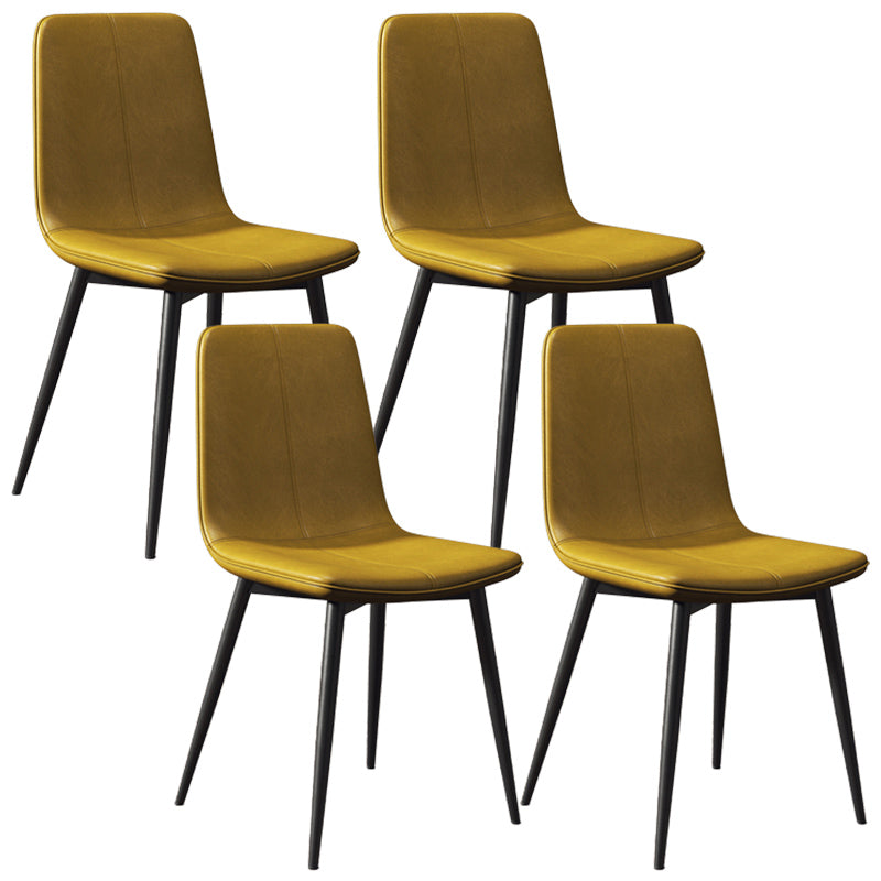 Modern Style Side Chair Faux Leather Dining Chair with Metal Leg Yellow Black 4 Piece Set Clearhalo 'Dining Chairs' 'Dining Tables & Seating' 'dining_chair' 'furn' 'furn_dining_chair' 'Furniture' 'Kitchen & Dining Furniture' 6067306