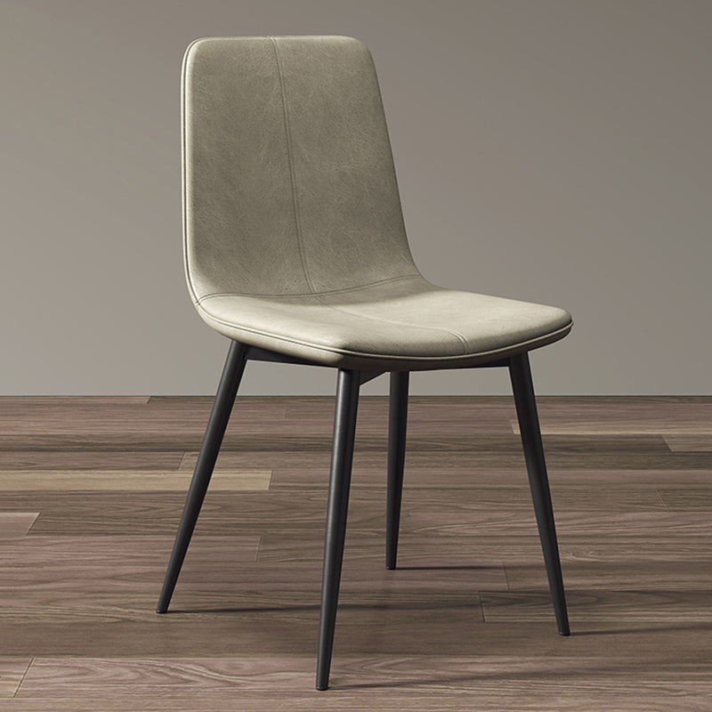 Modern Style Side Chair Faux Leather Dining Chair with Metal Leg Black-Gray 1 Piece Clearhalo 'Dining Chairs' 'Dining Tables & Seating' 'dining_chair' 'furn' 'furn_dining_chair' 'Furniture' 'Kitchen & Dining Furniture' 6067309