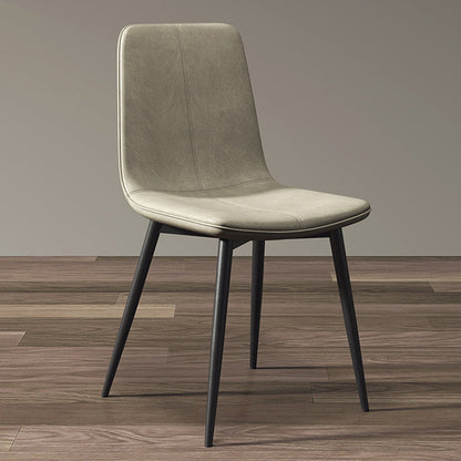 Modern Style Side Chair Faux Leather Dining Chair with Metal Leg Black-Gray 1 Piece Clearhalo 'Dining Chairs' 'Dining Tables & Seating' 'dining_chair' 'furn' 'furn_dining_chair' 'Furniture' 'Kitchen & Dining Furniture' 6067309