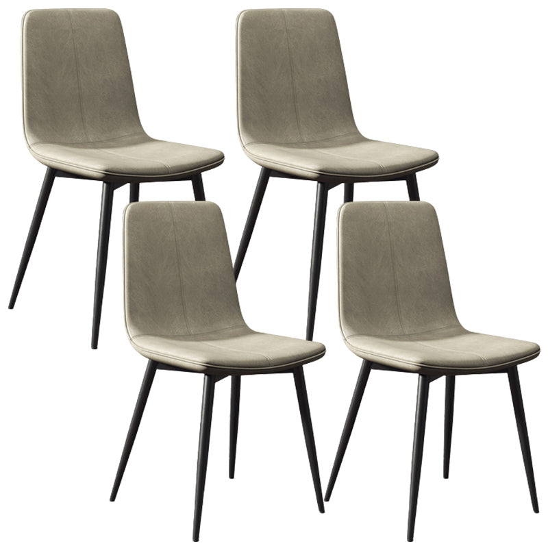 Modern Style Side Chair Faux Leather Dining Chair with Metal Leg Black-Gray 4 Piece Set Clearhalo 'Dining Chairs' 'Dining Tables & Seating' 'dining_chair' 'furn' 'furn_dining_chair' 'Furniture' 'Kitchen & Dining Furniture' 6067311