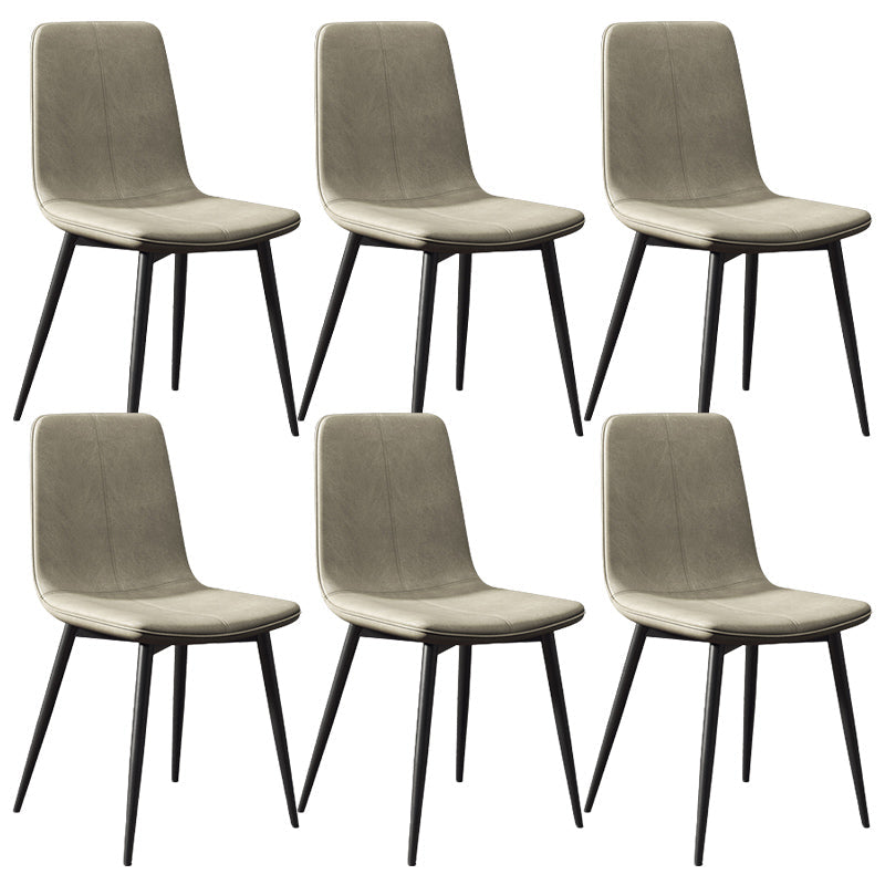 Modern Style Side Chair Faux Leather Dining Chair with Metal Leg Black-Gray 6 Piece Set Clearhalo 'Dining Chairs' 'Dining Tables & Seating' 'dining_chair' 'furn' 'furn_dining_chair' 'Furniture' 'Kitchen & Dining Furniture' 6067312