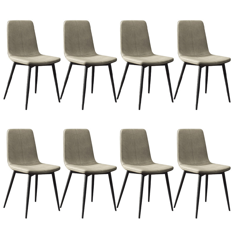 Modern Style Side Chair Faux Leather Dining Chair with Metal Leg Black-Gray 8 Piece Set Clearhalo 'Dining Chairs' 'Dining Tables & Seating' 'dining_chair' 'furn' 'furn_dining_chair' 'Furniture' 'Kitchen & Dining Furniture' 6067313