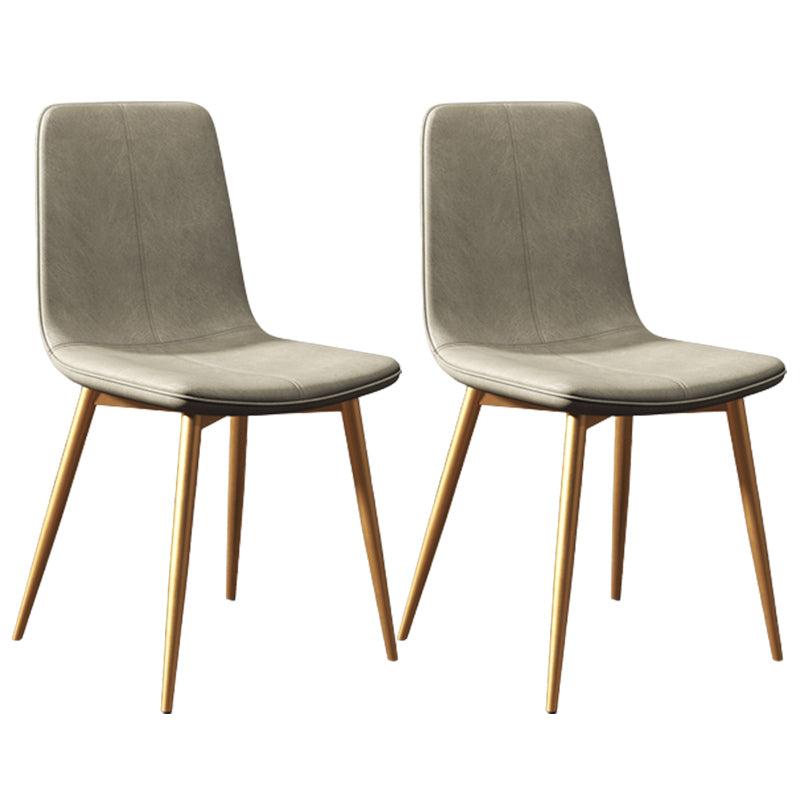 Modern Style Side Chair Faux Leather Dining Chair with Metal Leg Gray-Gold 2 Piece Set Clearhalo 'Dining Chairs' 'Dining Tables & Seating' 'dining_chair' 'furn' 'furn_dining_chair' 'Furniture' 'Kitchen & Dining Furniture' 6067315