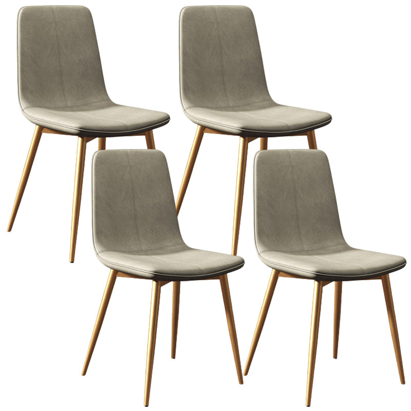 Modern Style Side Chair Faux Leather Dining Chair with Metal Leg Gray-Gold 4 Piece Set Clearhalo 'Dining Chairs' 'Dining Tables & Seating' 'dining_chair' 'furn' 'furn_dining_chair' 'Furniture' 'Kitchen & Dining Furniture' 6067316