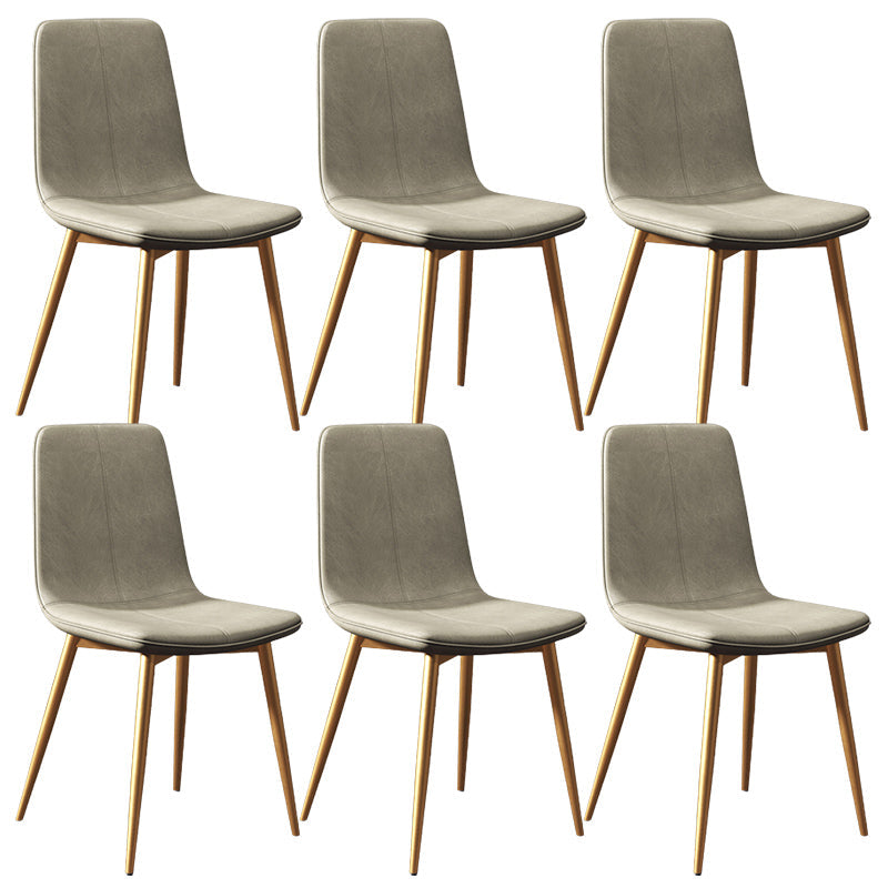 Modern Style Side Chair Faux Leather Dining Chair with Metal Leg Gray-Gold 6 Piece Set Clearhalo 'Dining Chairs' 'Dining Tables & Seating' 'dining_chair' 'furn' 'furn_dining_chair' 'Furniture' 'Kitchen & Dining Furniture' 6067317