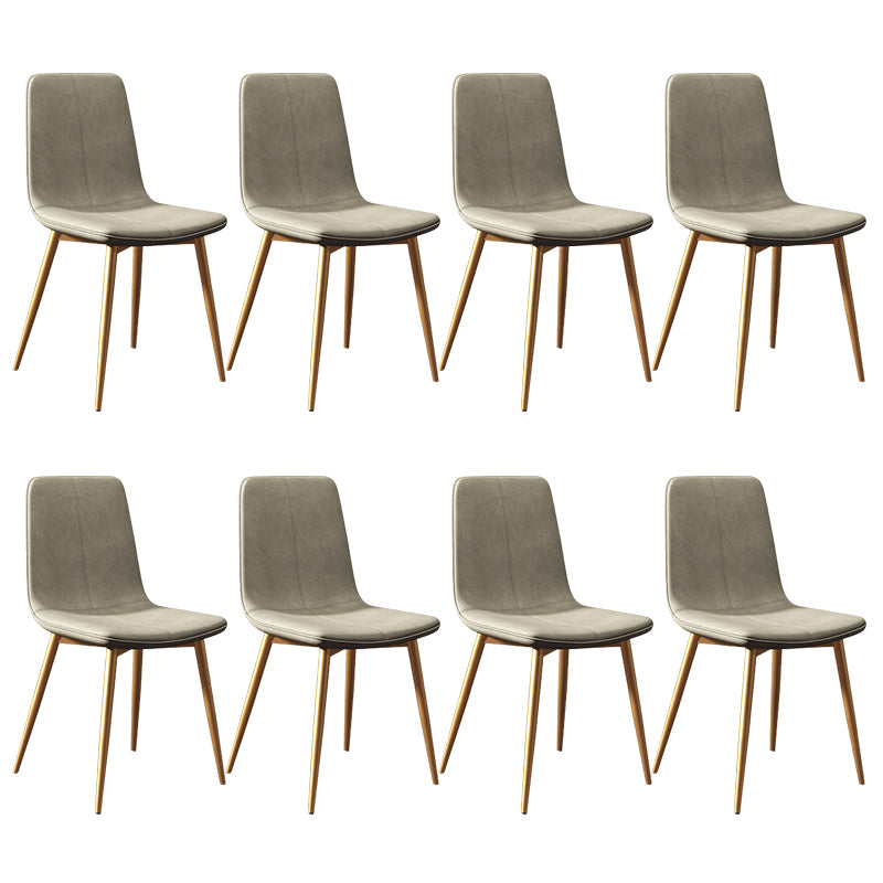 Modern Style Side Chair Faux Leather Dining Chair with Metal Leg Gray-Gold 8 Piece Set Clearhalo 'Dining Chairs' 'Dining Tables & Seating' 'dining_chair' 'furn' 'furn_dining_chair' 'Furniture' 'Kitchen & Dining Furniture' 6067318