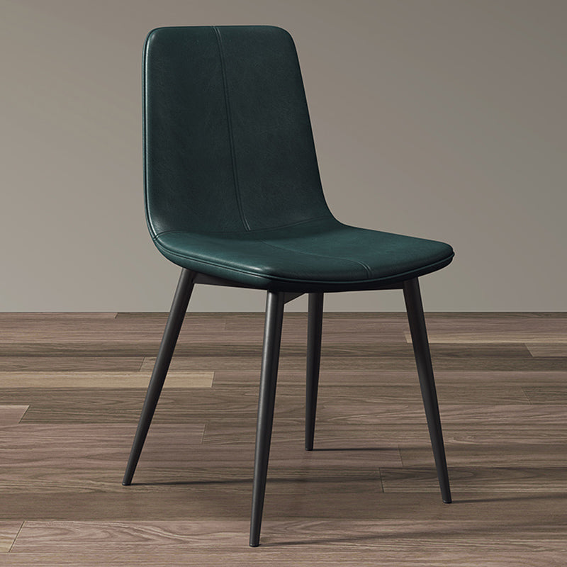 Modern Style Side Chair Faux Leather Dining Chair with Metal Leg Green-Black 1 Piece Clearhalo 'Dining Chairs' 'Dining Tables & Seating' 'dining_chair' 'furn' 'furn_dining_chair' 'Furniture' 'Kitchen & Dining Furniture' 6067319