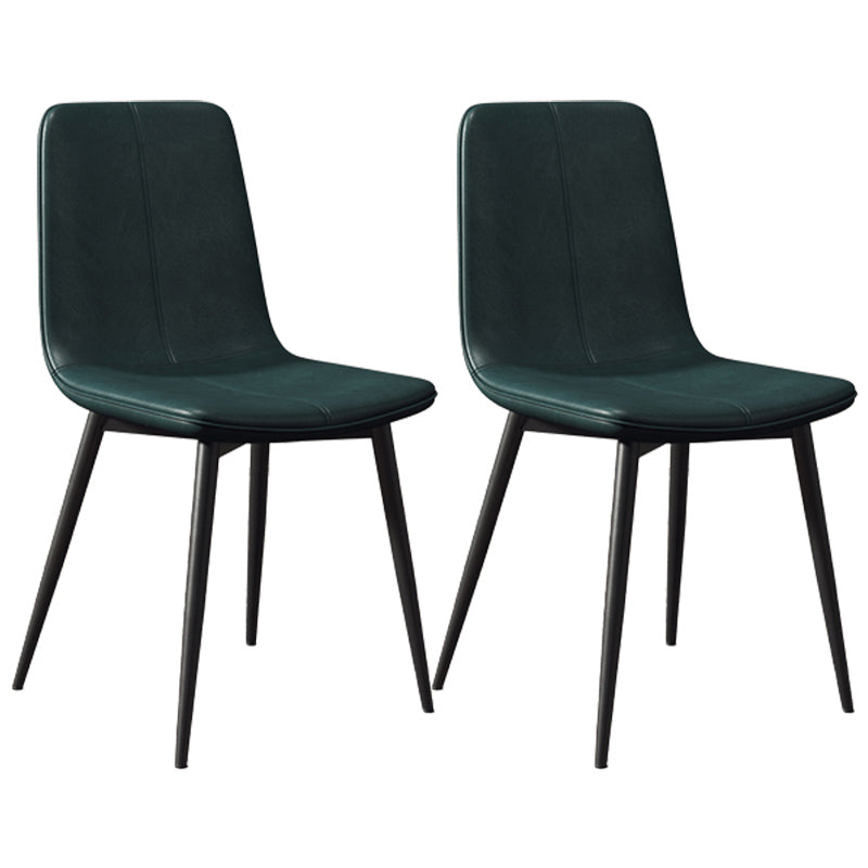 Modern Style Side Chair Faux Leather Dining Chair with Metal Leg Green-Black 2 Piece Set Clearhalo 'Dining Chairs' 'Dining Tables & Seating' 'dining_chair' 'furn' 'furn_dining_chair' 'Furniture' 'Kitchen & Dining Furniture' 6067320