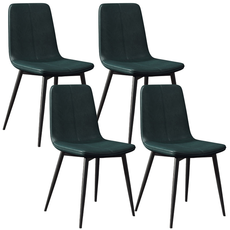 Modern Style Side Chair Faux Leather Dining Chair with Metal Leg Green-Black 4 Piece Set Clearhalo 'Dining Chairs' 'Dining Tables & Seating' 'dining_chair' 'furn' 'furn_dining_chair' 'Furniture' 'Kitchen & Dining Furniture' 6067321