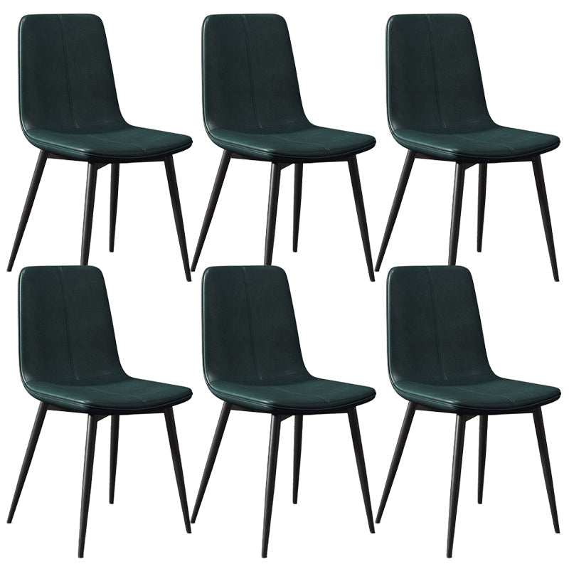 Modern Style Side Chair Faux Leather Dining Chair with Metal Leg Green-Black 6 Piece Set Clearhalo 'Dining Chairs' 'Dining Tables & Seating' 'dining_chair' 'furn' 'furn_dining_chair' 'Furniture' 'Kitchen & Dining Furniture' 6067322