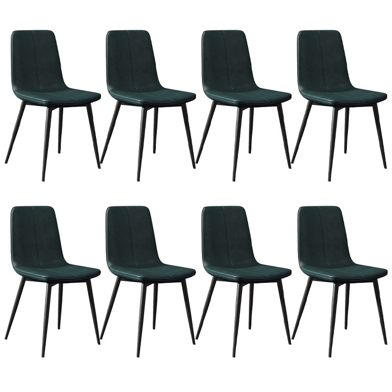 Modern Style Side Chair Faux Leather Dining Chair with Metal Leg Green-Black 8 Piece Set Clearhalo 'Dining Chairs' 'Dining Tables & Seating' 'dining_chair' 'furn' 'furn_dining_chair' 'Furniture' 'Kitchen & Dining Furniture' 6067323