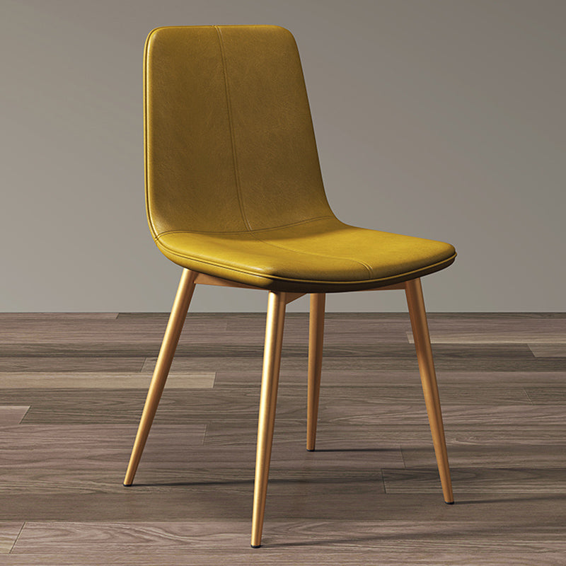 Modern Style Side Chair Faux Leather Dining Chair with Metal Leg Golden 1 Piece Clearhalo 'Dining Chairs' 'Dining Tables & Seating' 'dining_chair' 'furn' 'furn_dining_chair' 'Furniture' 'Kitchen & Dining Furniture' 6067329