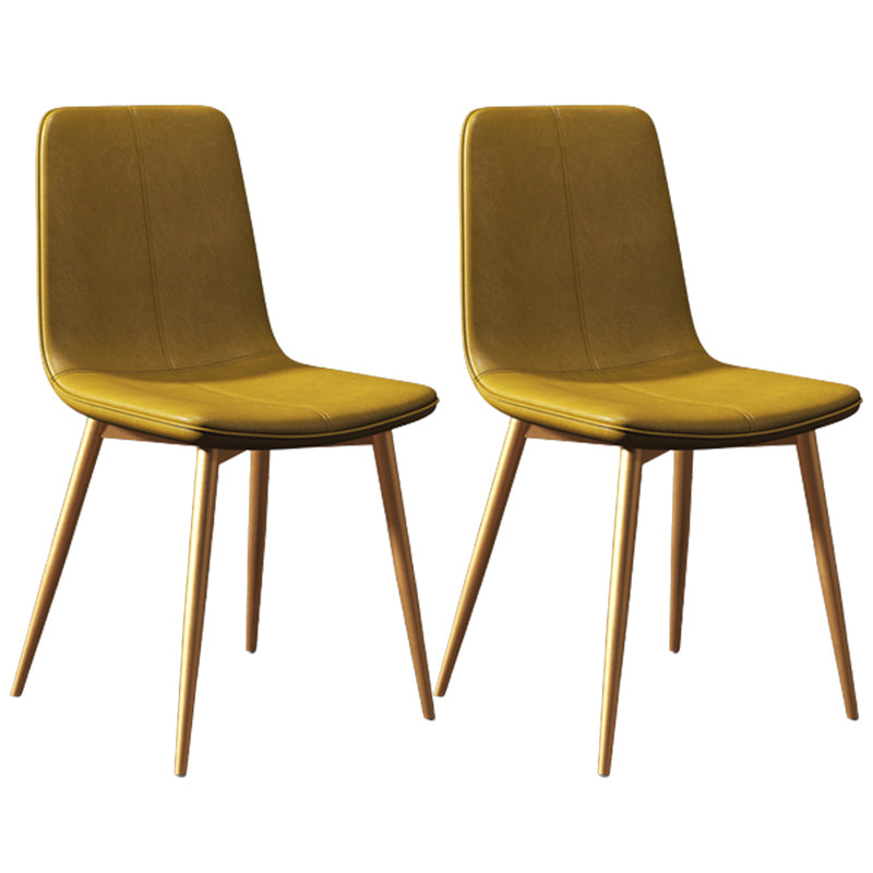 Modern Style Side Chair Faux Leather Dining Chair with Metal Leg Golden 2 Piece Set Clearhalo 'Dining Chairs' 'Dining Tables & Seating' 'dining_chair' 'furn' 'furn_dining_chair' 'Furniture' 'Kitchen & Dining Furniture' 6067330