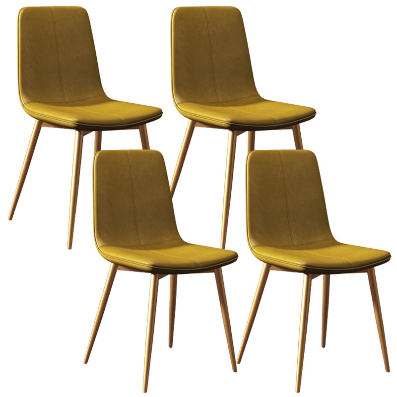 Modern Style Side Chair Faux Leather Dining Chair with Metal Leg Golden 4 Piece Set Clearhalo 'Dining Chairs' 'Dining Tables & Seating' 'dining_chair' 'furn' 'furn_dining_chair' 'Furniture' 'Kitchen & Dining Furniture' 6067331