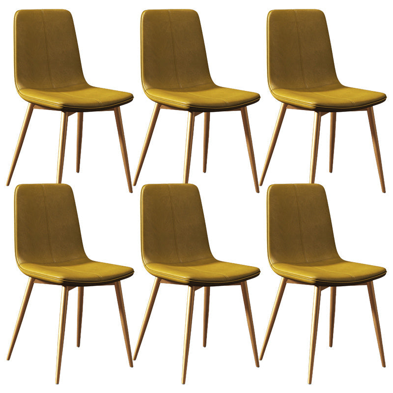 Modern Style Side Chair Faux Leather Dining Chair with Metal Leg Golden 6 Piece Set Clearhalo 'Dining Chairs' 'Dining Tables & Seating' 'dining_chair' 'furn' 'furn_dining_chair' 'Furniture' 'Kitchen & Dining Furniture' 6067332