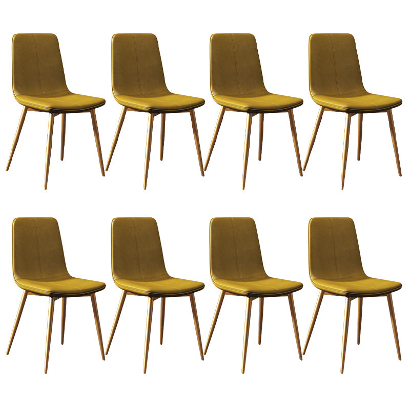 Modern Style Side Chair Faux Leather Dining Chair with Metal Leg Golden 8 Piece Set Clearhalo 'Dining Chairs' 'Dining Tables & Seating' 'dining_chair' 'furn' 'furn_dining_chair' 'Furniture' 'Kitchen & Dining Furniture' 6067333