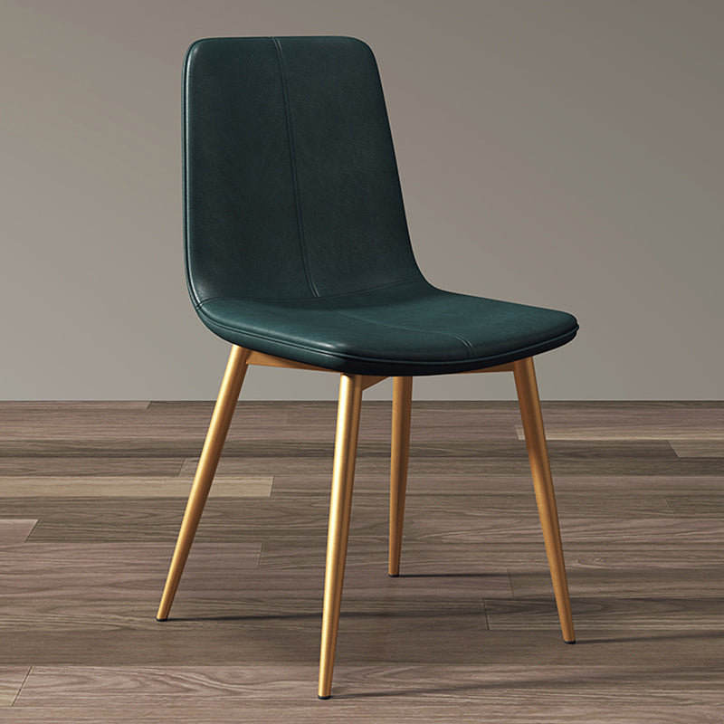Modern Style Side Chair Faux Leather Dining Chair with Metal Leg Green Gold 1 Piece Clearhalo 'Dining Chairs' 'Dining Tables & Seating' 'dining_chair' 'furn' 'furn_dining_chair' 'Furniture' 'Kitchen & Dining Furniture' 6067334